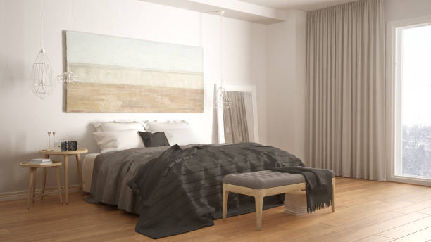 istock Classic bedroom, scandinavian modern style, minimalistic interior design 682570864