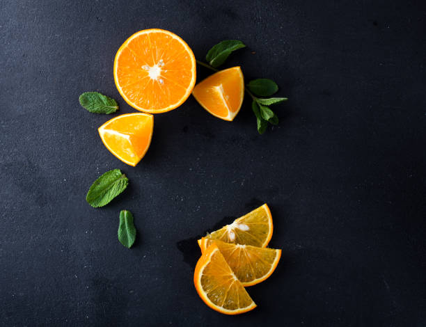 citrus slices and mint herbs - foods and drinks clothing garment household equipment imagens e fotografias de stock