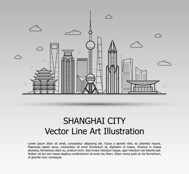 shanghai stadt grau - shanghai stock-grafiken, -clipart, -cartoons und -symbole
