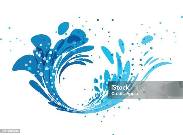 Splash Wave Design On White Stock Illustration - Download Image Now - Water, Splashing, Spray