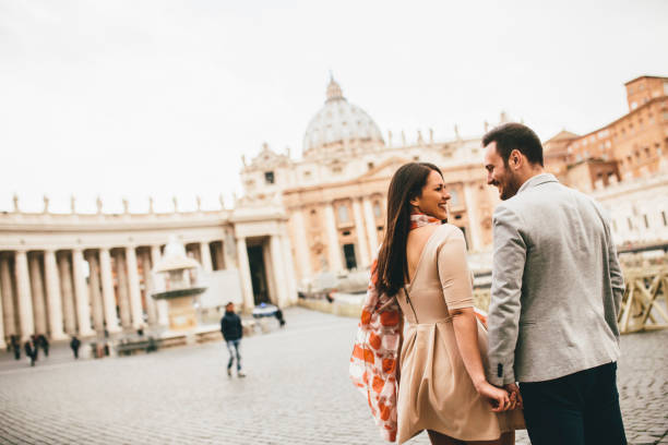 istock Loving couple in the Vatican, Italy 682589024