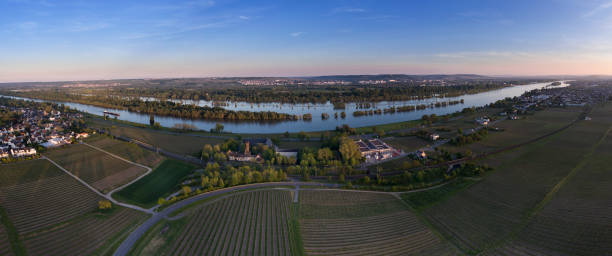 istock Panoramic aerial view River Rhine - Rheingau area, Germany 682596966