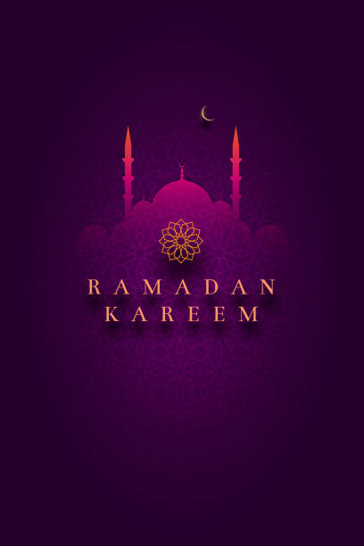 Islamic greeting card design for Ramadan Kareem Islamic greeting card design. Ideal for Ramadan. Paper art style vector illustration. Elements are layered separately in vector file. minaret stock illustrations