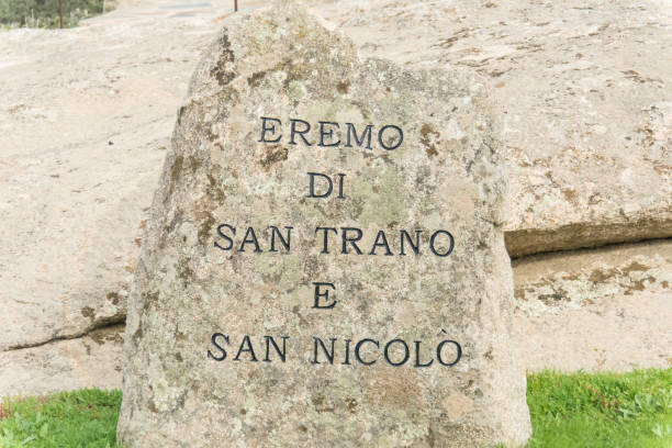 istock eremo di san trano written on stone 682621198