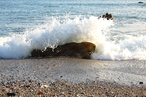 Endingthe day on the South Cornwall, UK. High tide and calm seas.