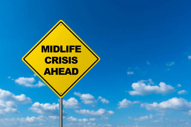 istock Midlife Crisis Ahead - Road Warning Sign 682628022
