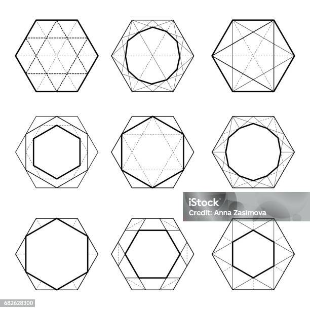 Set Of Figures Line Art Stock Illustration - Download Image Now - Fibonacci Pattern, Pattern, Art