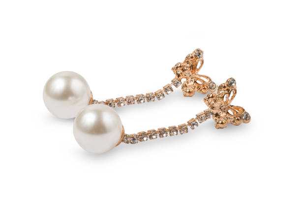 istock Pearl earrings isolated on white background 682640878