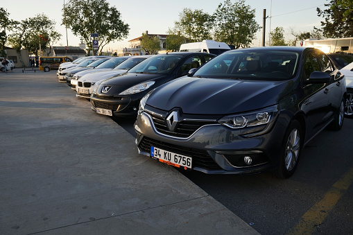 Istanbul, Turkey - May 11, 2017: New Renault Megane 2017 was parked in a parking lot with other cars at Istanbul, Kadikoy.