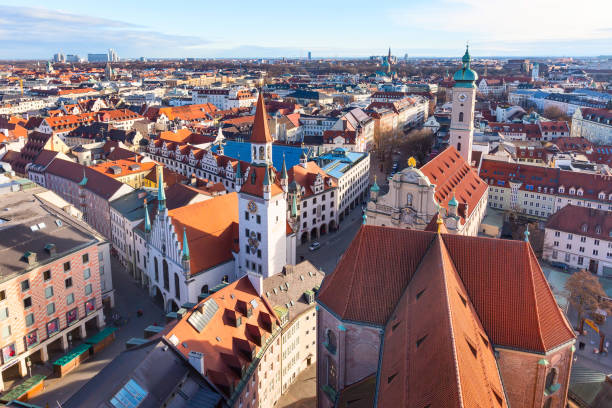 istock Aerial view and city skyline in Munich, Germany 682668250