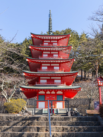 Chureito Pagoda in the morning front view