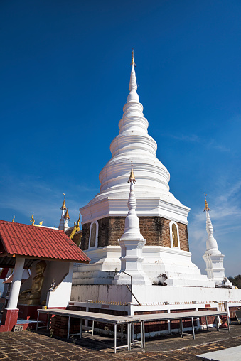 White pagoda on the hill in Chiang Mai province.