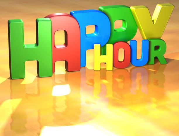 istock Word Happy Hour on yellow background 682703234