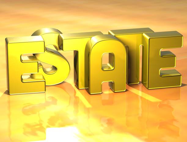 istock 3D Word Estate on yellow background 682716960