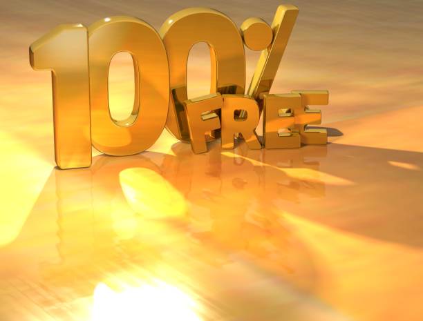 istock 3D 100 Percent Free Gold Text 682718932