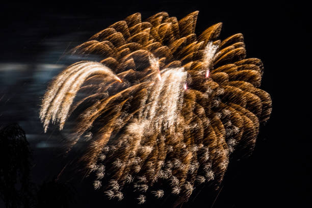 Firework fireworks celebration gold and white tails Firework fireworks celebration gold and white tails hogmanay photos stock pictures, royalty-free photos & images