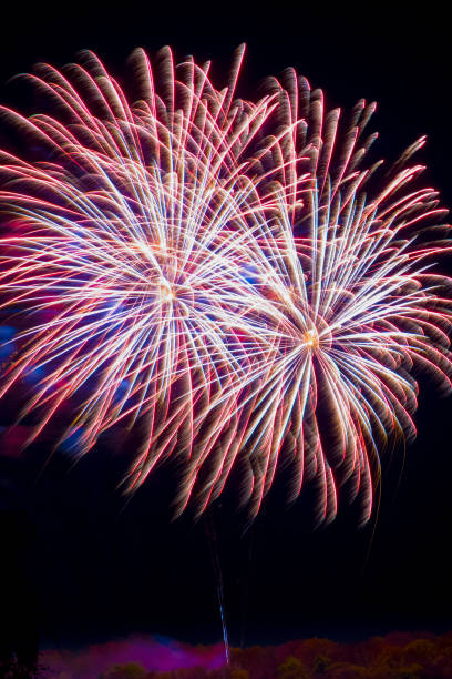 Firework fireworks celebration red blue white tails Firework fireworks celebration red blue white tails hogmanay photos stock pictures, royalty-free photos & images