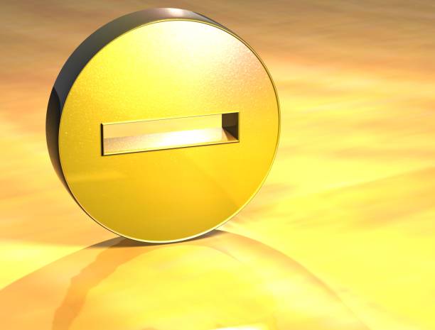 3D Minus Gold Sign over yellow background