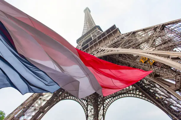 Photo of Eiffel Tower and French Flag