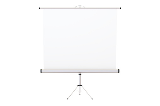 Blank Projection Screen, 3D rendering isolated on white background