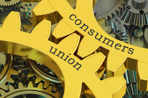 istock Consumers Union concept on the gears, 3D rendering 682739182