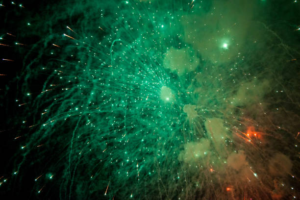 istock fireworks explosions in the night sky. Close-up 682739252