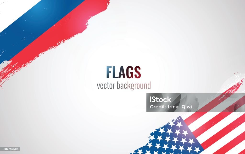 Drapeaux des Etats-Unis et de la Fédération de Russie, isolé sur fond blanc. - clipart vectoriel de Patriotisme libre de droits