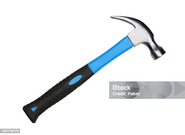 Hammer Isolated On White Stock Photo - Download Image Now - Hammer, Cut Out, Blue