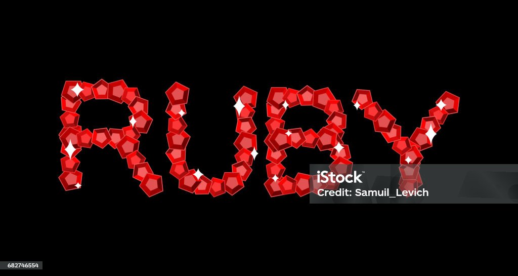 Ruby Mus Sign Ruby Is Lettering Symbol Red Gemstone Emblem Stock Illustration ...