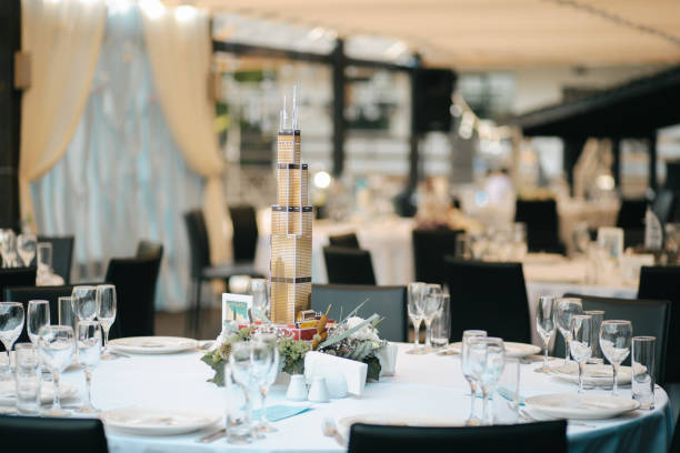 istock Wedding table decoration elements for a nice lovely banquet 682749110