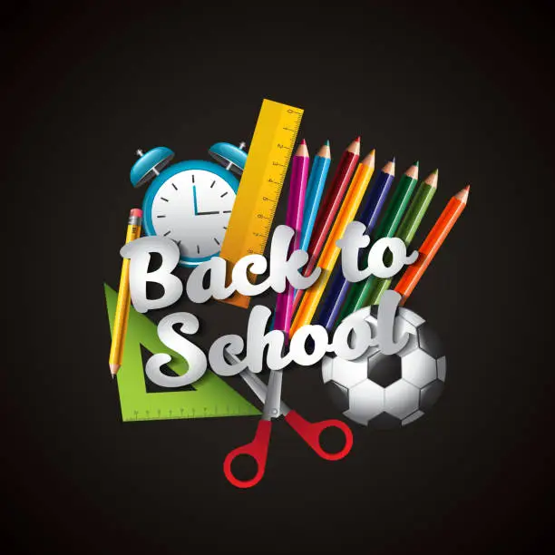 Vector illustration of back to school set supplies