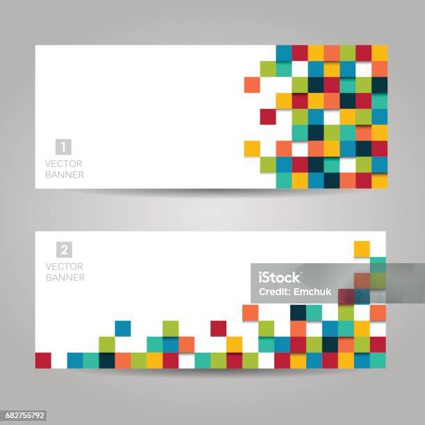 Vector Banner With Colorful Squares Stock Illustration - Download Image Now - Square - Composition, Backgrounds, Pattern