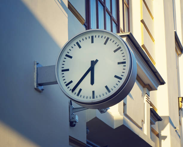 istock Large analog clock at the railway station. 682756752