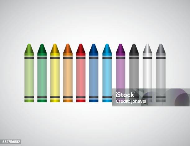 Set Colors Crayons Icon Stock Illustration - Download Image Now - Bright, Coloring, Colors