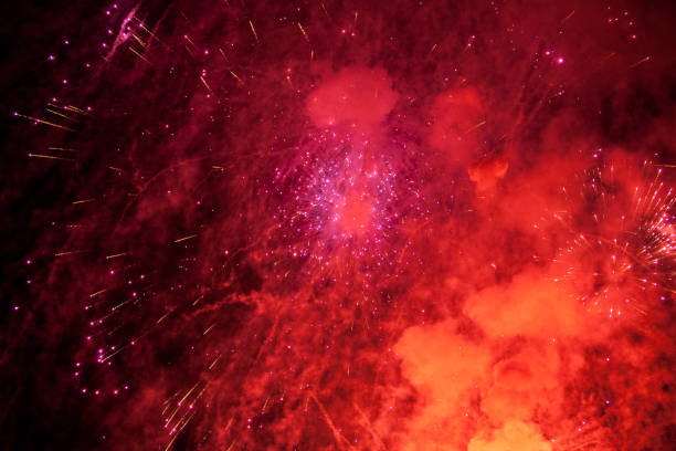 istock fireworks explosions in the night sky. Close-up 682770078