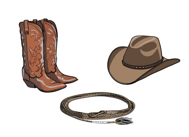 ilustraciones, imágenes clip art, dibujos animados e iconos de stock de vaquero caballo equino herramienta de tachuelas. - belt brown leather buckle