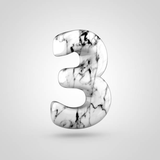 istock Glossy marble number 3 isolated on white background. 682779594