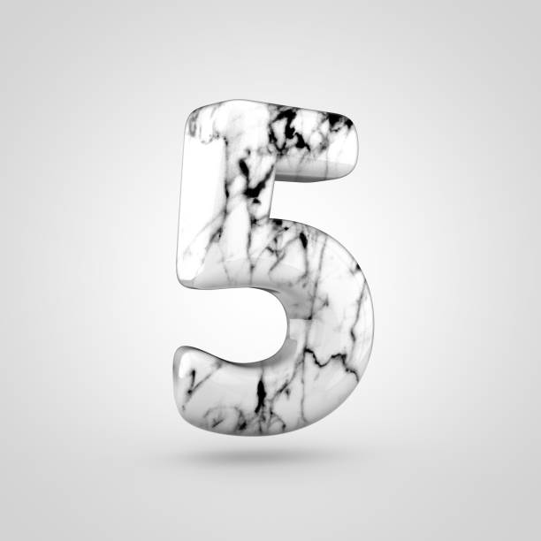 istock Glossy marble number 5 isolated on white background. 682779620