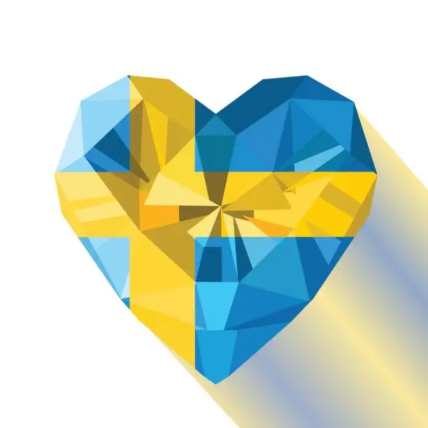 Vector illustration of Flat style logo symbol of love Sweden.
