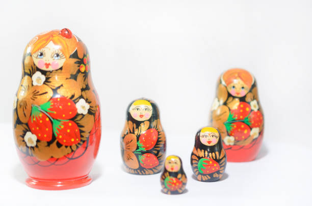 istock Russian matryoshkas on a light background and a colored background. 682788950