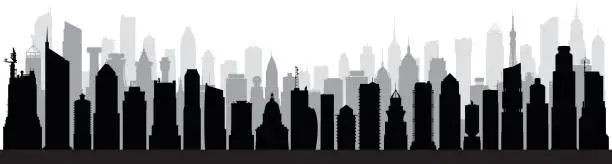 Vector illustration of City Skyline (All Buildings are Complete and Moveable)