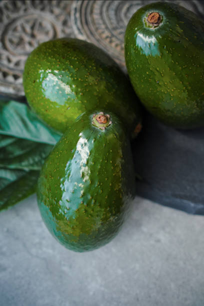 Green ripe avocados ready to eat