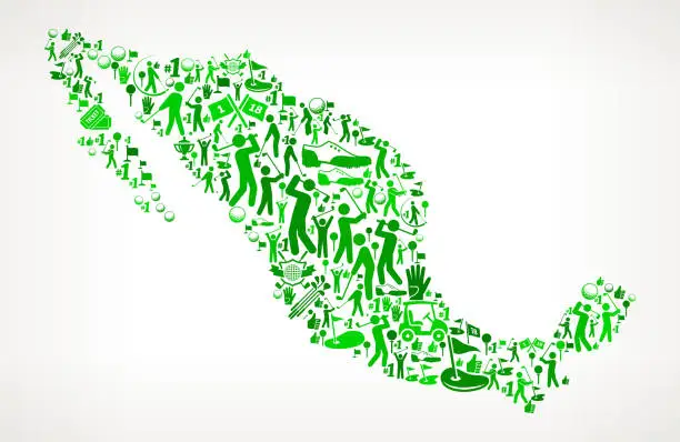 Vector illustration of Mexico Golf and Golfing Vector Icons Background