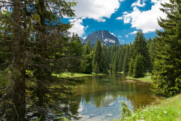istock Snow mountains and river, Durmitor national park, Montenegro