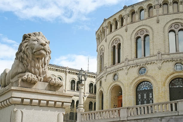 istock Stone statue of lion in Oslo 682825184