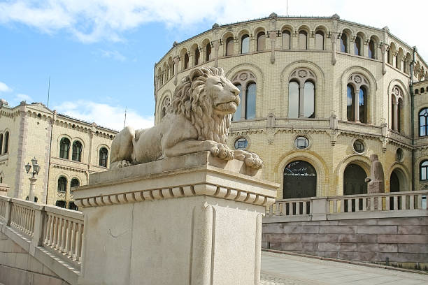 istock Stone statue of lion in Oslo 682825252