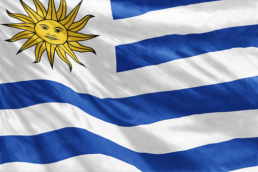 Flag of Uruguay full frame close-up