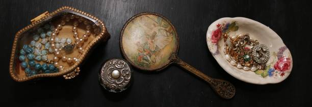 istock Vintage jewelry on black background 682835410