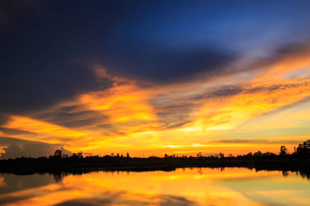 istock Sunset landscape with sky at the calm lake 682845200