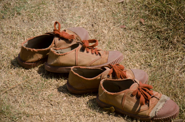 istock Damaged and old brown sneakers student 682845768